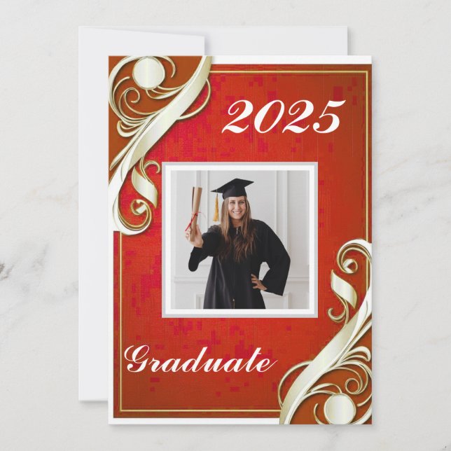 Convites Graduação Vermelho Branco (Frente)