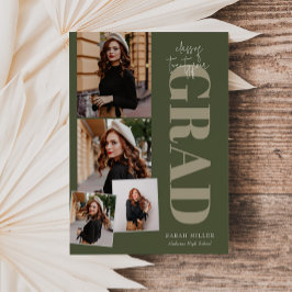 Convites Graduação Vertical 5 Pic Moderna Minimalista Verde