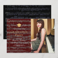Graduação Virtual de Foto do Sheet Music Burgundy