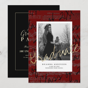 Convites Graduação Virtual de Foto em Folha de Música Bo