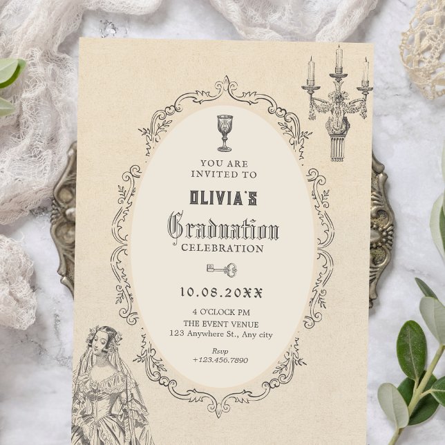 Convites Graduação vitoriana vintage (Criador carregado)