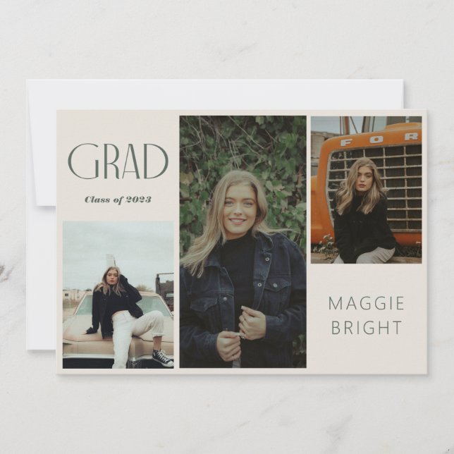Convites Graduada moderna boho com várias fotos para casa a (Frente)