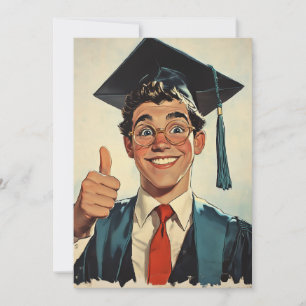 Convites Graduado Animado Fazendo Sinal de Positivo