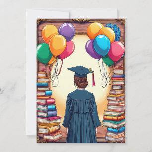 Convites Graduado em Toga Acadêmica Visto por Trás