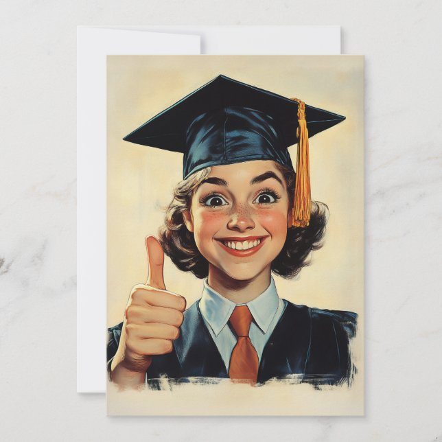 Convites Graduado Feliz Fazendo um Polegar Para Cima  (Frente)