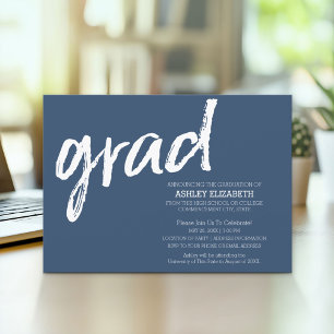 Convites Graduado Moderno Personalizado Tendência Azul Mari