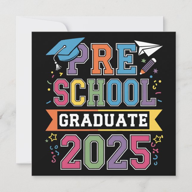 Convites Graduado na Pré-Escola 2025 Graduação Pré K Escola (Frente)