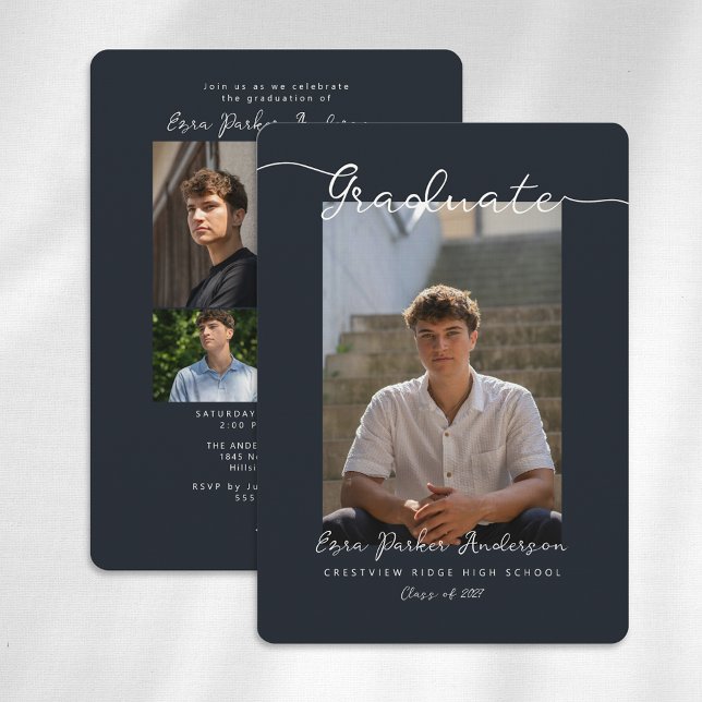 Convites Graduate Announcement and Invitation with Photos (Graduation announcement and invitation with photo collage)