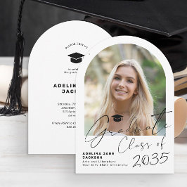 Convites Graduate arch photo modern script graduation party