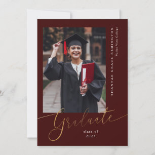 Convites Graduate Burgundy Gold Graduation Announcement