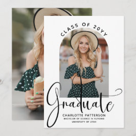 Convites Graduate Elegant Script Graduation Arch Photo