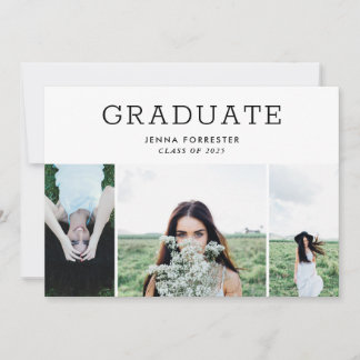 Convites Graduate Modern Minimal Script Three Photos