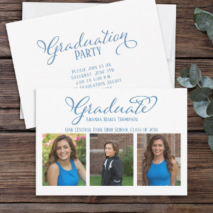Convites Graduate Multi Photo Simple Elegant Calligraphy