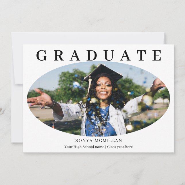Convites Graduate Oval Modern Photo Graduation (Frente)