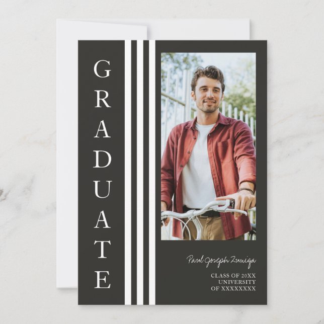 Convites Graduate Simple Chic Trendy Script Photo (Frente)