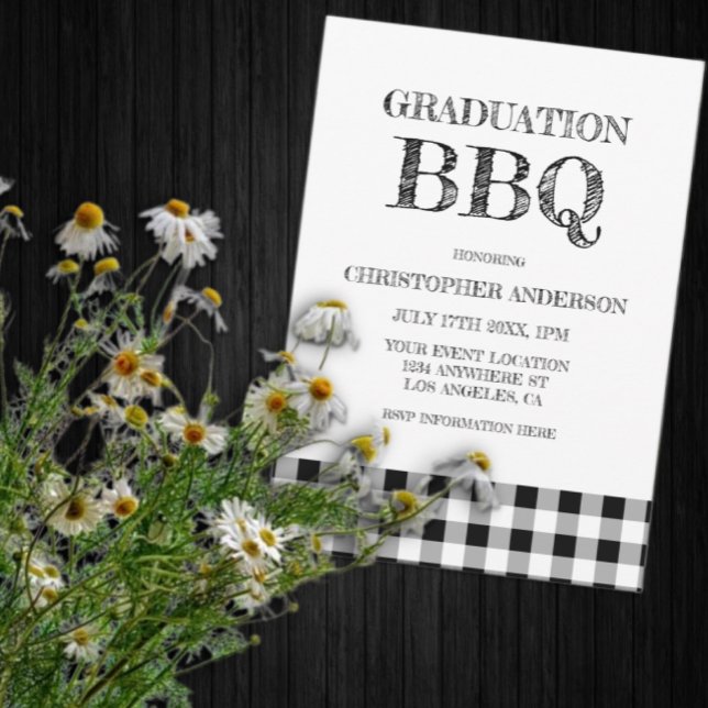 Convites Graduation BBQ Gingham (Criador carregado)