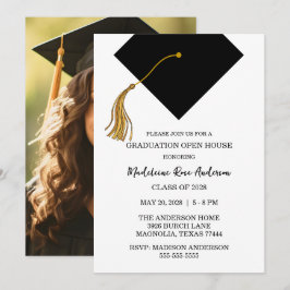 Convites Graduation Black Cap And Tassel Photo Open House 