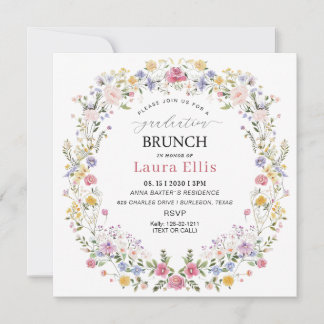 Convites Graduation Brunch elegant modern watercolor