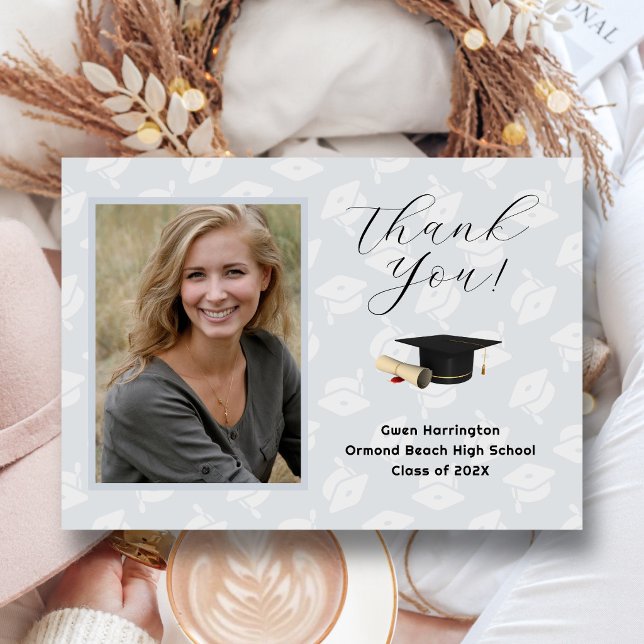Convites Graduation Caps Photo Thank You Message Cards (Criador carregado)