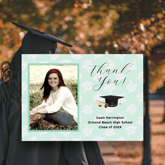 Convites Graduation Caps Photo Thank You Message Cards (Criador carregado)