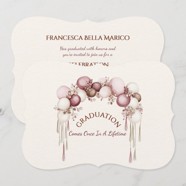 Convites Graduation Daughter Balloons Invitation (Frente/Verso)