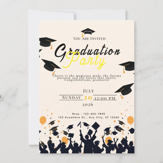 Convites Graduation Digital Invitation Template – Modern Gr (Frente)
