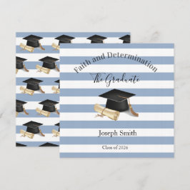 Convites Graduation Invitation Blue Stripe 