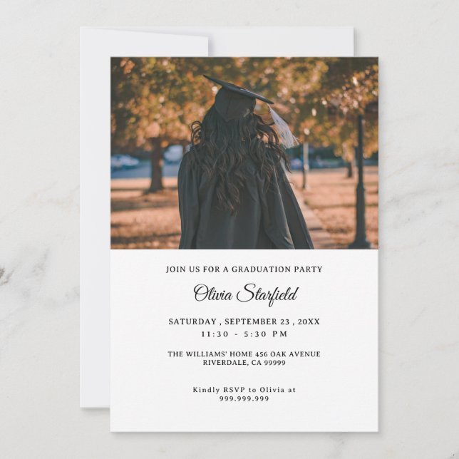 Convites Graduation Modern Elegant Custom Photo celebration (Frente)