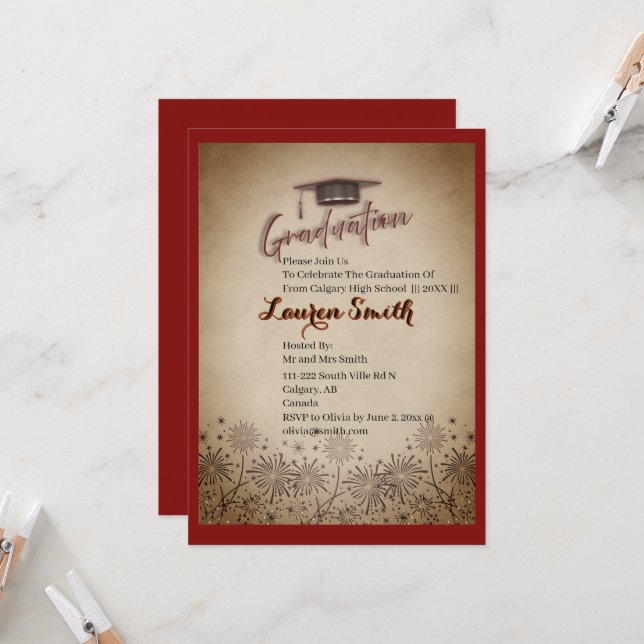 Convites Graduation Modern Graduation Party Invitation (Frente/Verso In Situ)