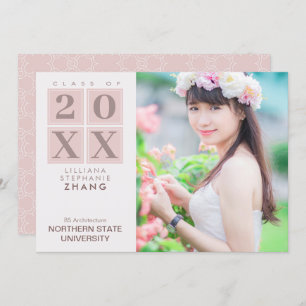 Convites Graduation   Modern Squares Pink Blush Photo