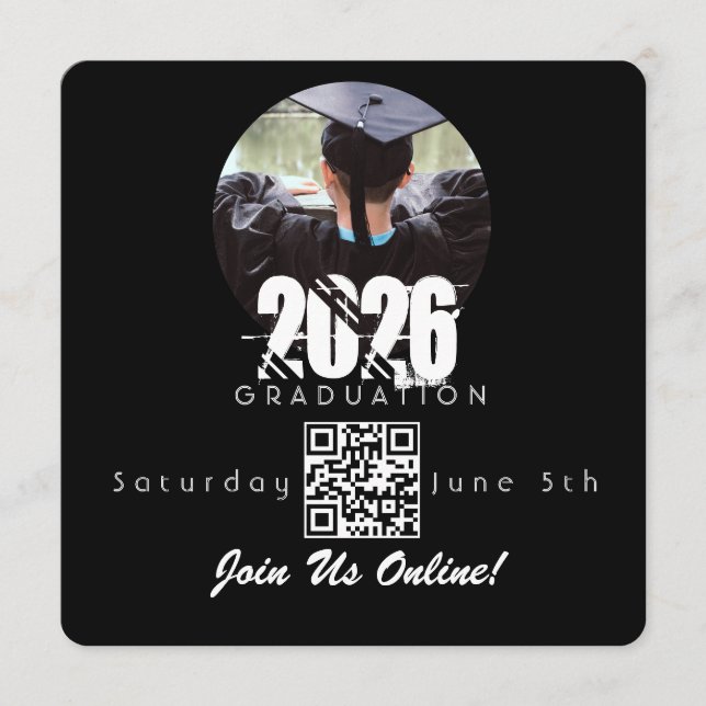 Convites Graduation Online Invitation QR Code 2026 (Frente)