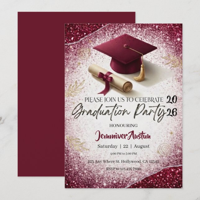 Convites Graduation Party Invitation (Frente/Verso)
