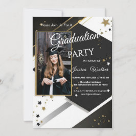Convites Graduation Party Invitation Black Gold Photo