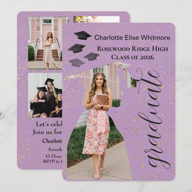 Convites Graduation Party Invitation Card (Frente/Verso)