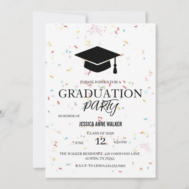 Convites Graduation Party Invitation Elegant Gold Editable  (Frente)