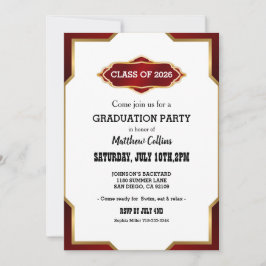Convites Graduation Party Invitation Red Retro Inspired 