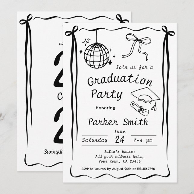 Convites Graduation Party Modern (Frente/Verso)