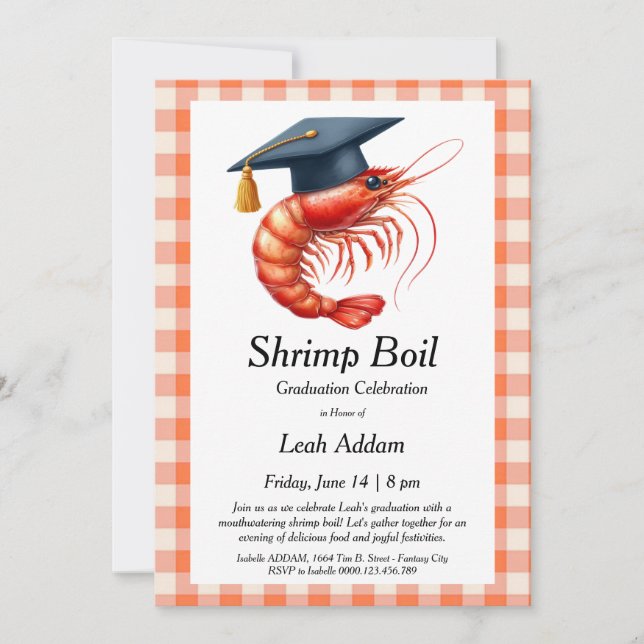 Convites Graduation Party Shrimp Boil Invitation (Frente)