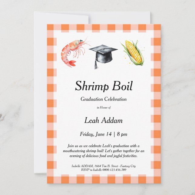 Convites Graduation Party Shrimp Boil Invitation (Frente)
