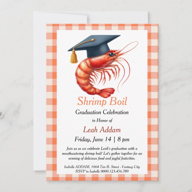 Convites Graduation Party Shrimp Boil Invitation (Frente)