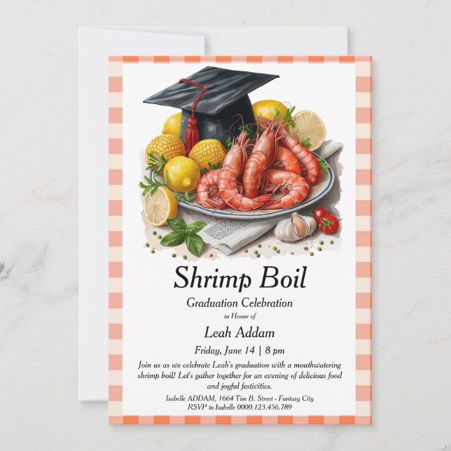 Convites Graduation Party Shrimp Boil Invitation (Frente)