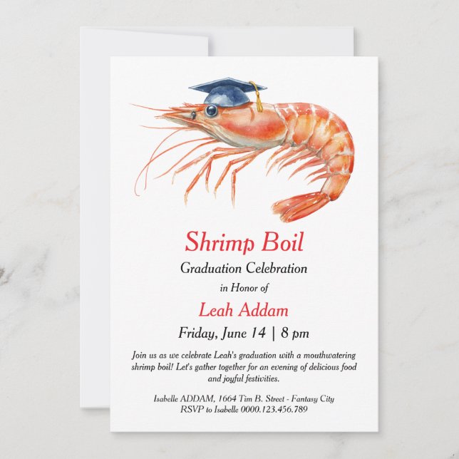 Convites Graduation Party Shrimp Boil Invitation (Frente)