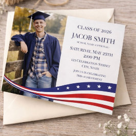 Convites  Graduation Photo Invitation Template Patriotic