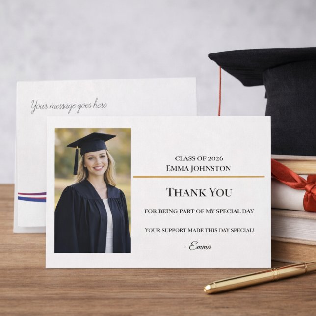 Convites Graduation Thank You Photo Card Modern (Criador carregado)