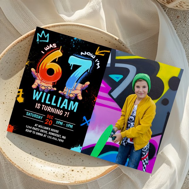 Convites Graffiti 6 7 Meme Trend Six Seven Birthday Photo (Criador carregado)