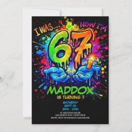 Convites Graffiti Six Seven Birthday Party Trend Invitation