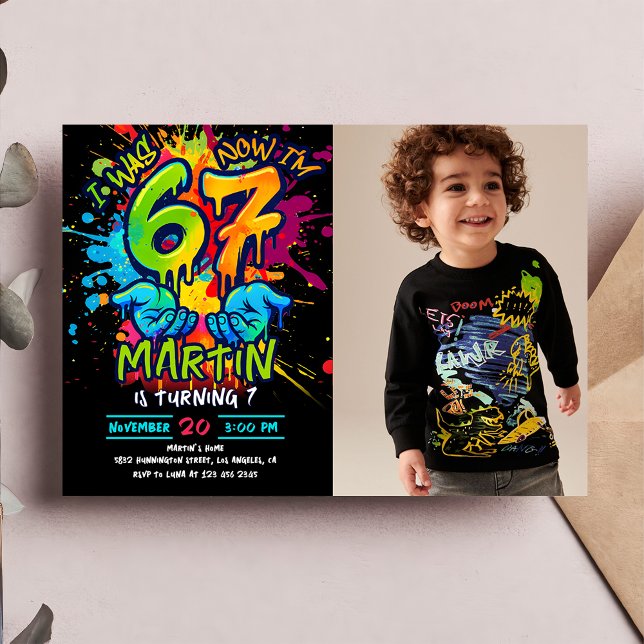 Convites Graffiti Six Seven Kids Birthday Invitation (Criador carregado)