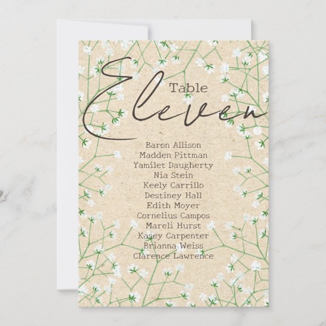 Convites Gráfico 11 da tabela respiratória do Boho Baby (Frente)