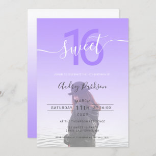 Convites gráfico com gradiente roxo giro ombre doce 16