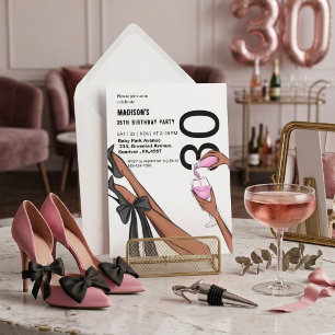 Convites Gráfico de Aniversário de 30 anos de Menina de Mod